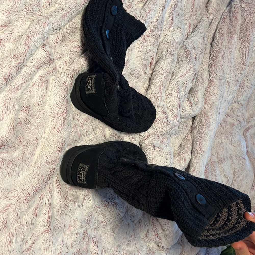 Black knit UGG boots